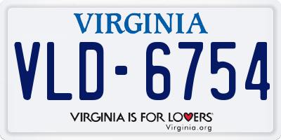 VA license plate VLD6754