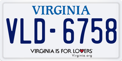 VA license plate VLD6758