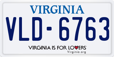 VA license plate VLD6763