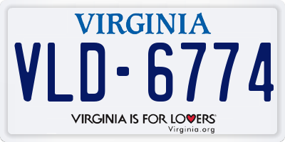 VA license plate VLD6774