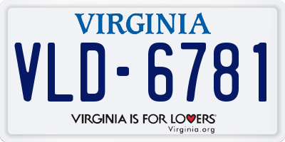 VA license plate VLD6781
