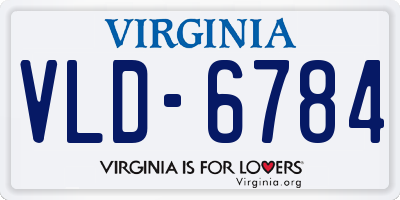 VA license plate VLD6784