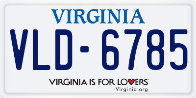 VA license plate VLD6785