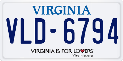 VA license plate VLD6794
