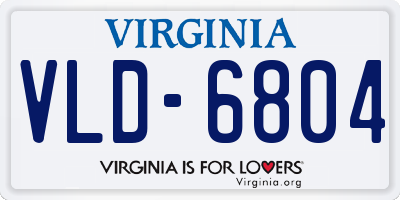 VA license plate VLD6804