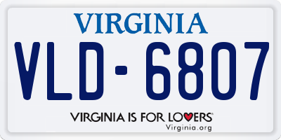 VA license plate VLD6807