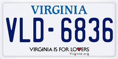 VA license plate VLD6836