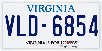 VA license plate VLD6854