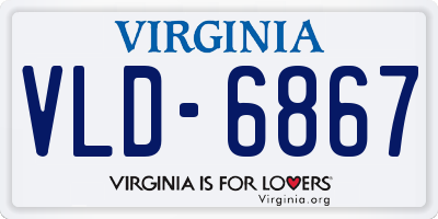 VA license plate VLD6867