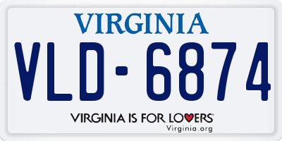 VA license plate VLD6874