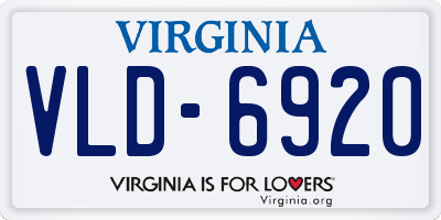 VA license plate VLD6920