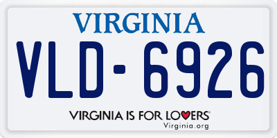 VA license plate VLD6926