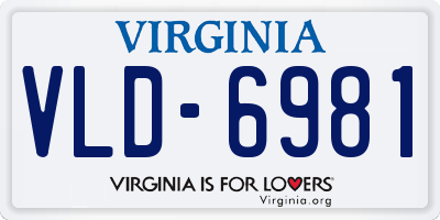 VA license plate VLD6981