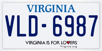 VA license plate VLD6987
