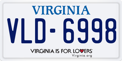 VA license plate VLD6998
