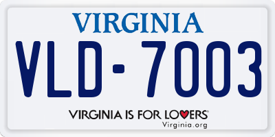 VA license plate VLD7003