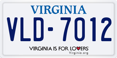 VA license plate VLD7012