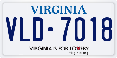 VA license plate VLD7018