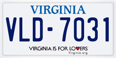 VA license plate VLD7031