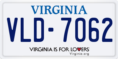 VA license plate VLD7062
