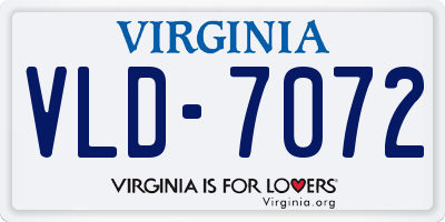 VA license plate VLD7072