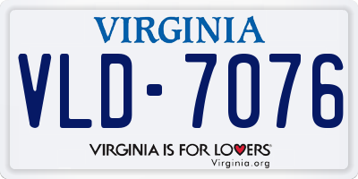 VA license plate VLD7076
