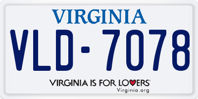 VA license plate VLD7078