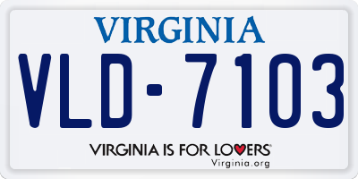 VA license plate VLD7103
