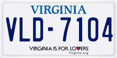 VA license plate VLD7104