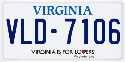 VA license plate VLD7106