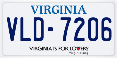 VA license plate VLD7206
