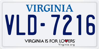 VA license plate VLD7216