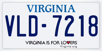VA license plate VLD7218