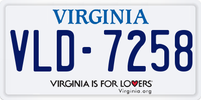 VA license plate VLD7258