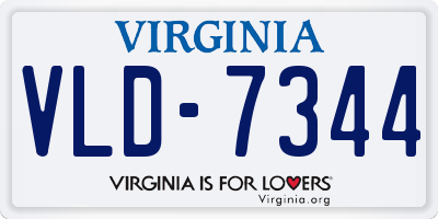 VA license plate VLD7344