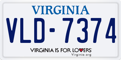 VA license plate VLD7374