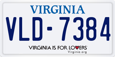 VA license plate VLD7384