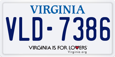 VA license plate VLD7386