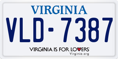 VA license plate VLD7387