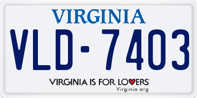 VA license plate VLD7403
