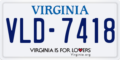 VA license plate VLD7418
