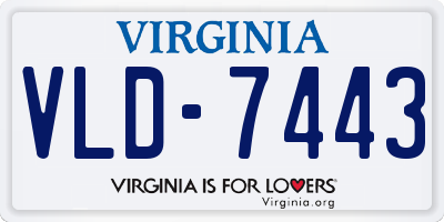 VA license plate VLD7443