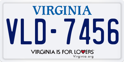 VA license plate VLD7456
