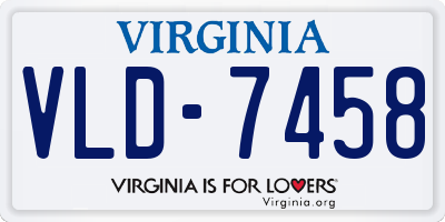VA license plate VLD7458