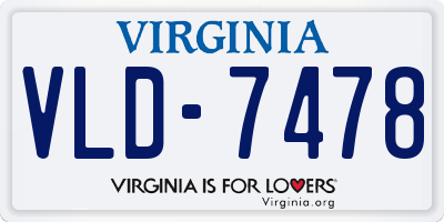 VA license plate VLD7478