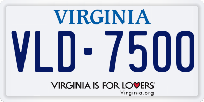 VA license plate VLD7500