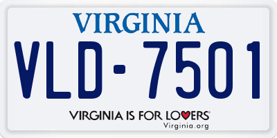 VA license plate VLD7501