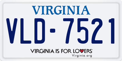 VA license plate VLD7521