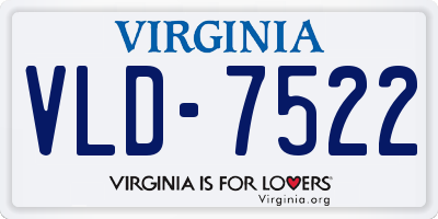 VA license plate VLD7522