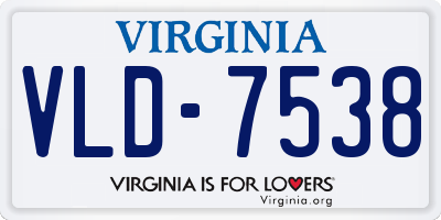 VA license plate VLD7538
